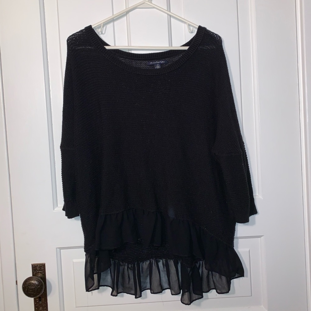 Black 3/4 Length Sleeve Knit Top